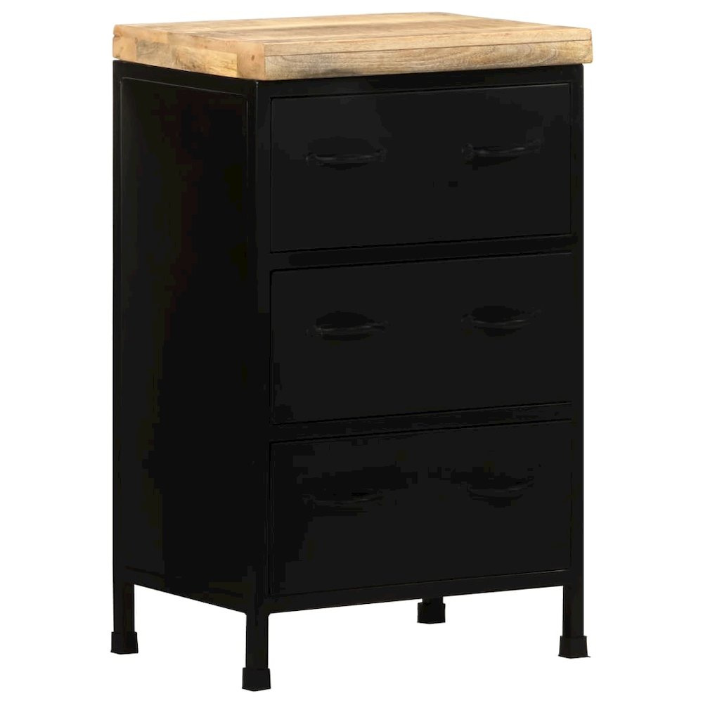 Sideboard Black Rough mango wood Medium Industrial Sideboard