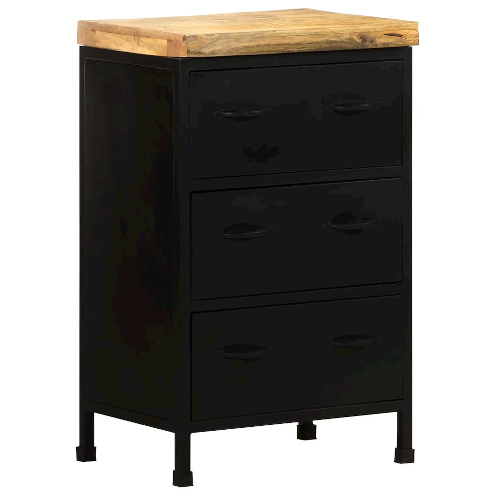 Sideboard Black Rough mango wood Medium Industrial Sideboard
