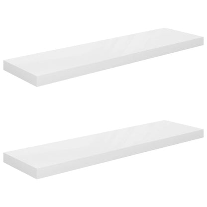 Wall Shelf Set of 2 High gloss white Honeycomb MDF, metal Small