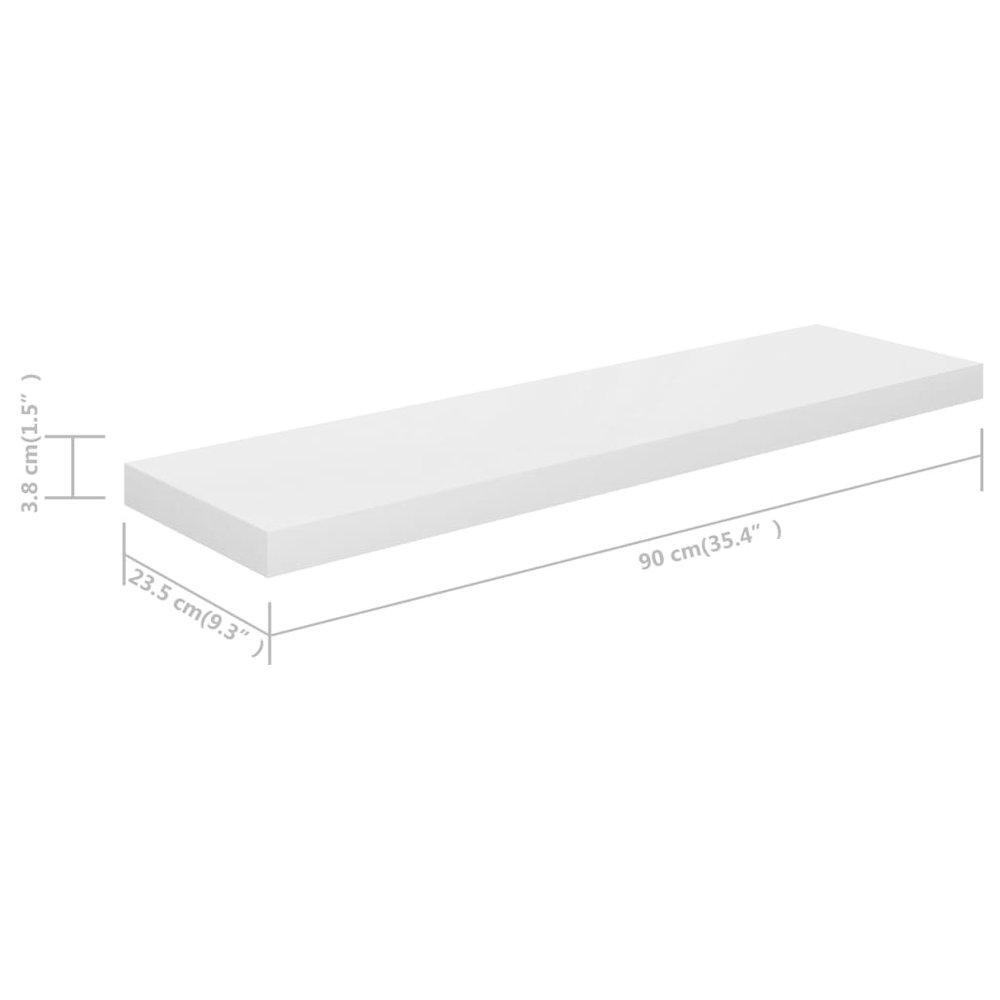 Wall Shelf Set of 2 High gloss white Honeycomb MDF, metal Small