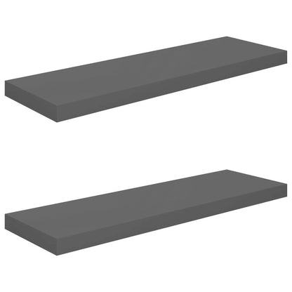 Wall Shelf Set of 2 High gloss grey Honeycomb MDF, metal frame