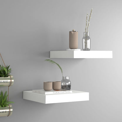 Wall Shelf Set of 2 White Honeycomb MDF, metal Small
