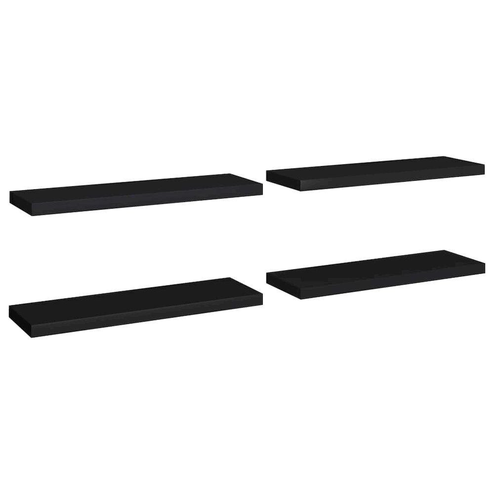 Wall Shelf Set of 4 Black Honeycomb MDF, Metal Medium