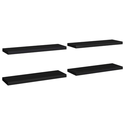 Wall Shelf Set of 4 Black Honeycomb MDF, Metal Medium