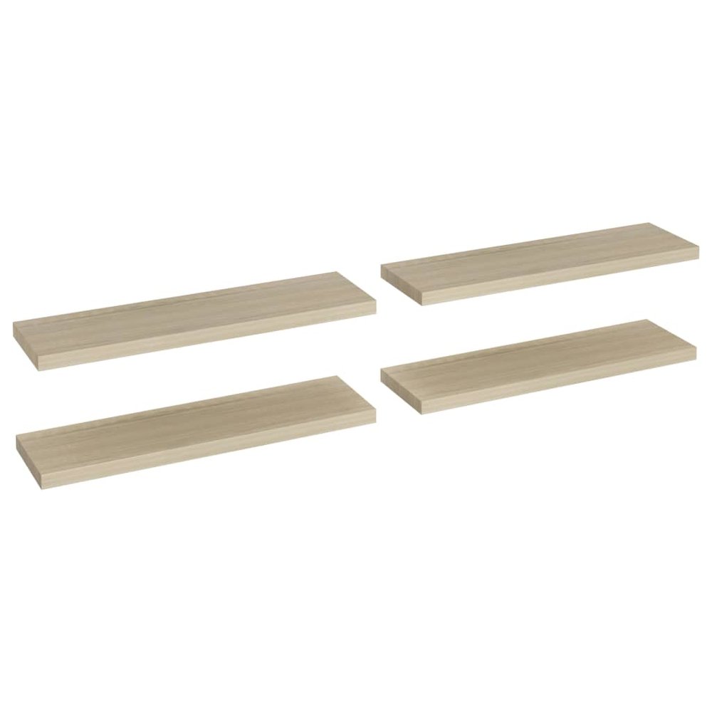 Wall Shelf Set of 4 Oak Honeycomb MDF, metal 35.4 x 9.3 x 1.5 in