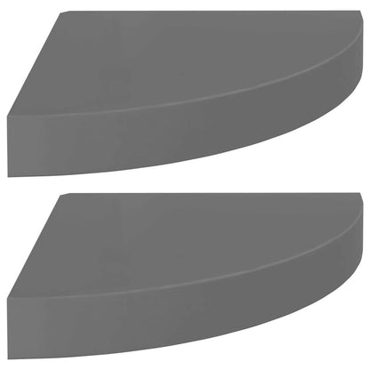 Corner Shelf Set of 2 High gloss grey Honeycomb MDF, metal Medium