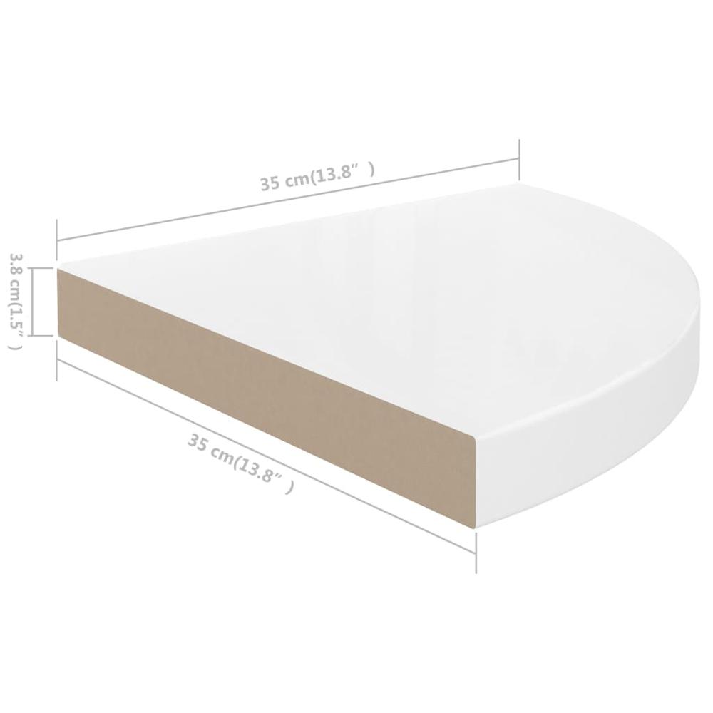 Corner Shelf High gloss white Honeycomb MDF, metal 13.8x13.8x1.5 in