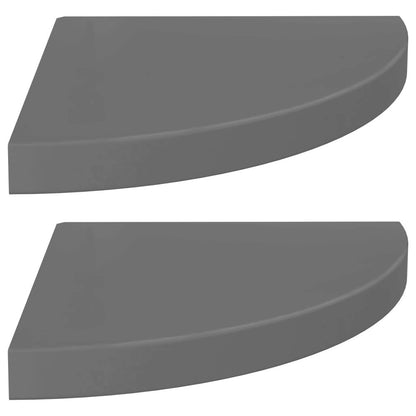 Corner Shelf Set of 2 High gloss grey Honeycomb MDF, metal