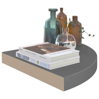 Corner Shelf Set of 2 High gloss grey Honeycomb MDF, metal