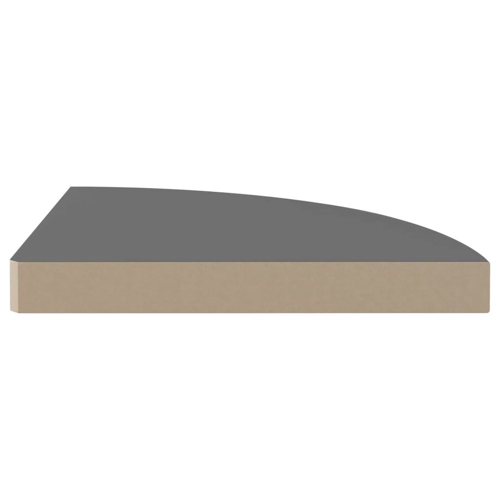 Corner Shelf Set of 4 High gloss grey Honeycomb MDF, metal