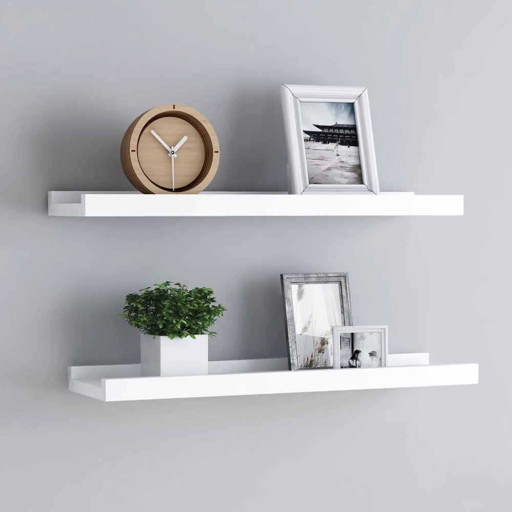 Frame Ledge Shelf Set of 2 White MDF 23.6 in x 3.5 in x 1.2 in