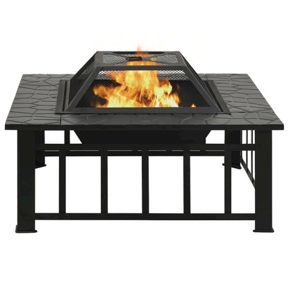 vidaXL Garden Fire Pit with Poker 31.9"x31.9"x18.5" XXL Steel, 311888
