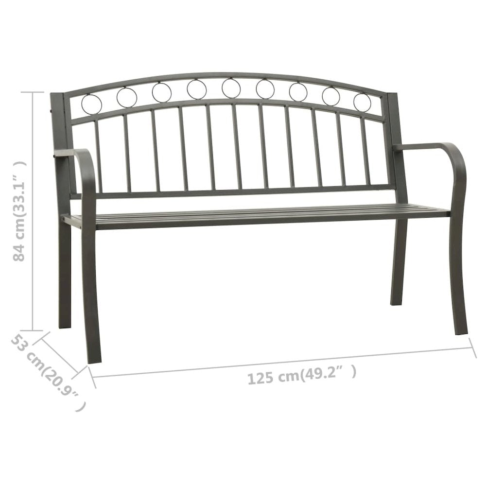 Garden Bench Grey Powder-coated steel 125 cm / 3-seater Tough