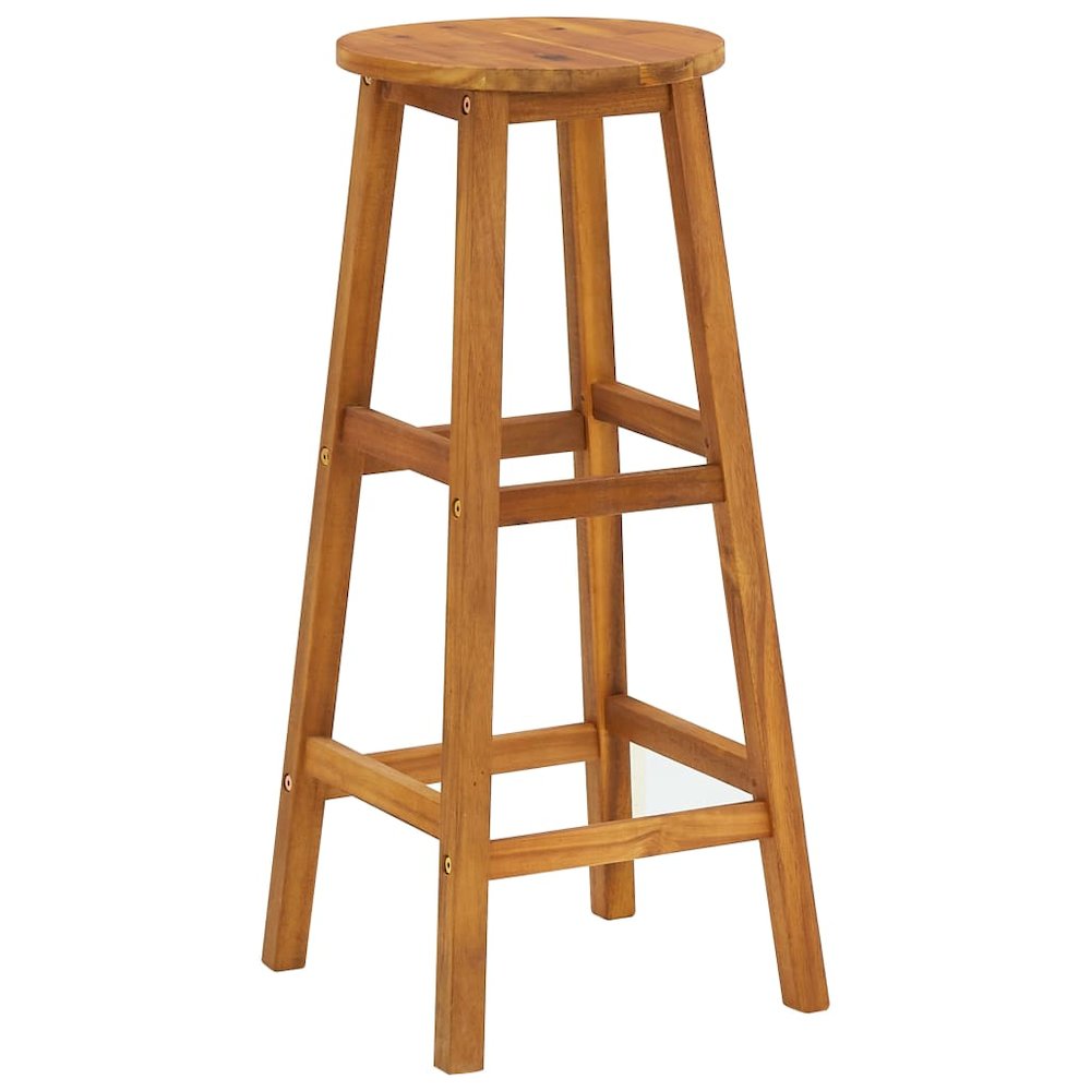 Bar Stool Set of 4 Acacia Wood Color Solid Acacia Wood Standard