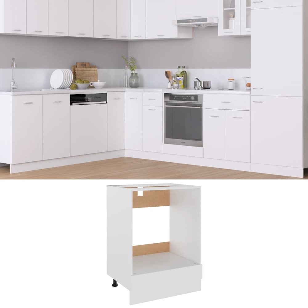 Oven Cabinet White Engineered Wood 23.6 x 18.1 x 32.1 in