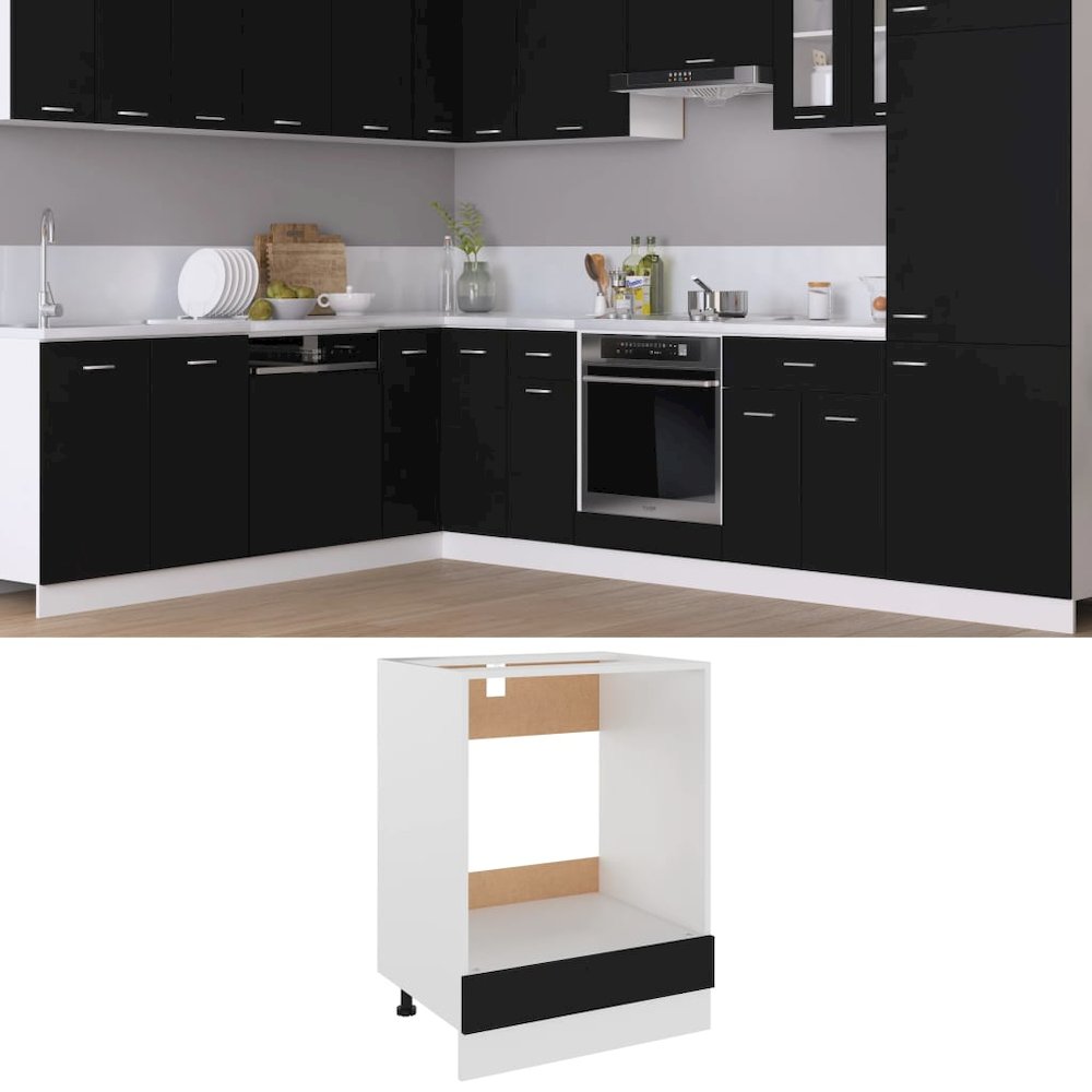 Oven Cabinet Black Engineered wood 23.6 x 18.1 x 32.1 in Modern
