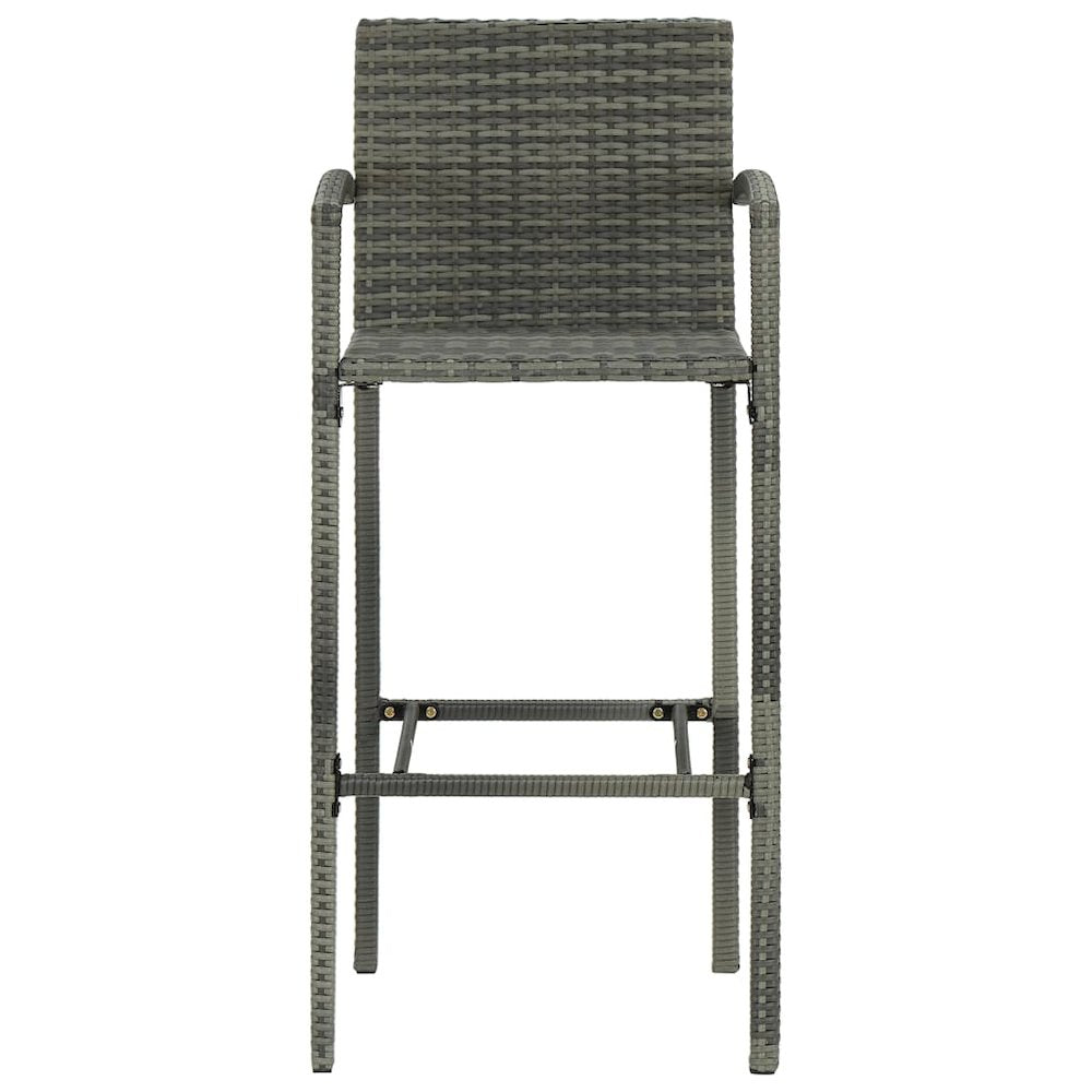 Bar Stool Set of 4 Grey PE rattan, powder-coated steel