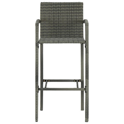 Bar Stool Set of 4 Grey PE rattan, powder-coated steel