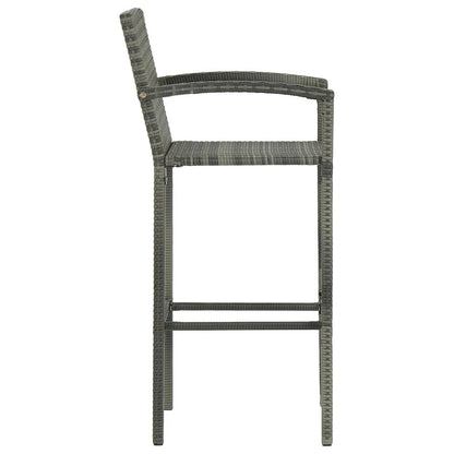 Bar Stool Set of 4 Grey PE rattan, powder-coated steel