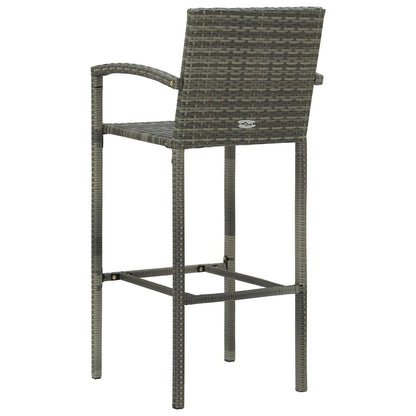 Bar Stool Set of 4 Grey PE rattan, powder-coated steel