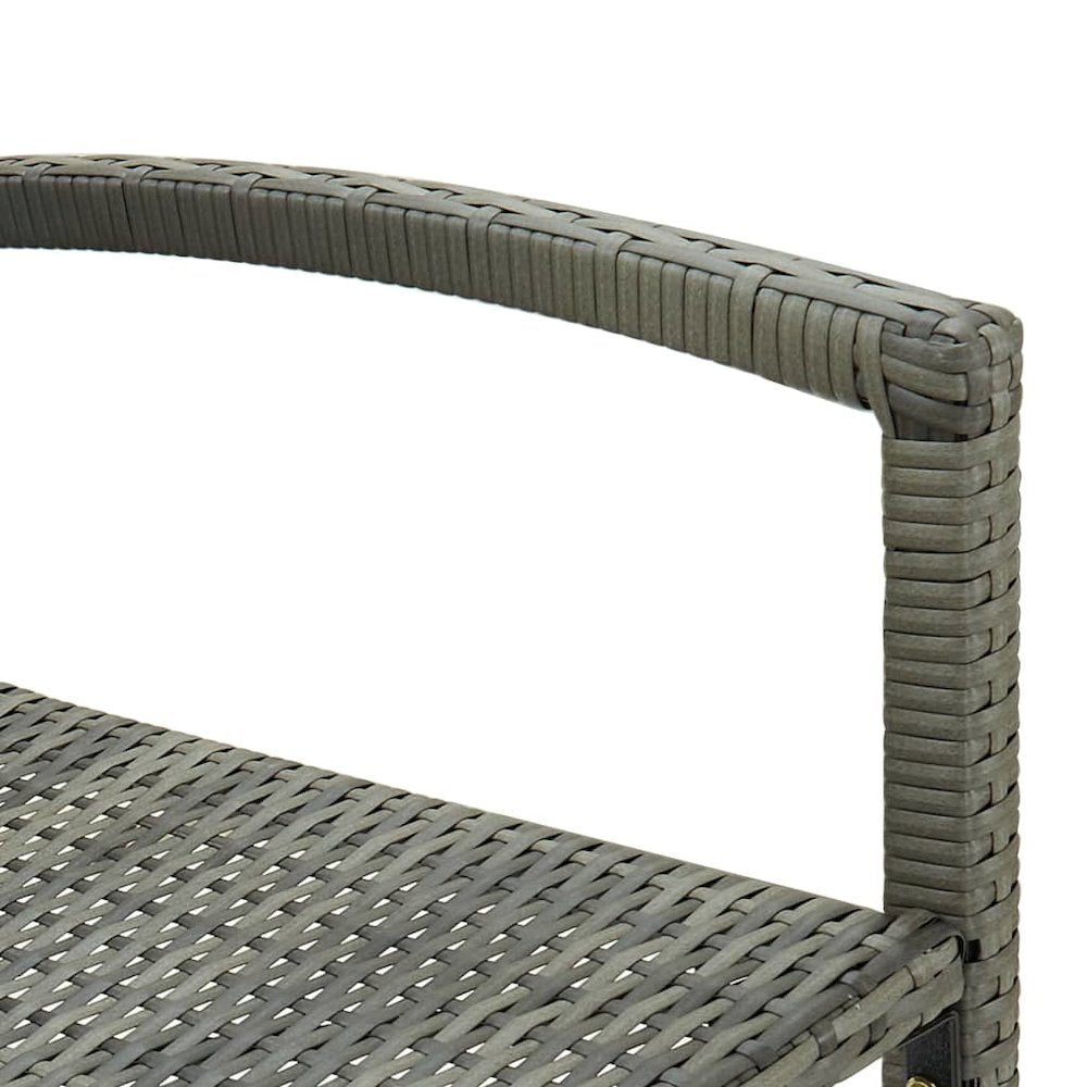 Bar Stool Set of 4 Grey PE rattan, powder-coated steel