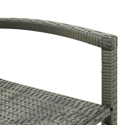 Bar Stool Set of 4 Grey PE rattan, powder-coated steel