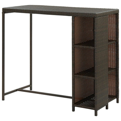 Bar Table Brown PE rattan, steel 47.2 x 23.6 x 43.3 in Bar Table