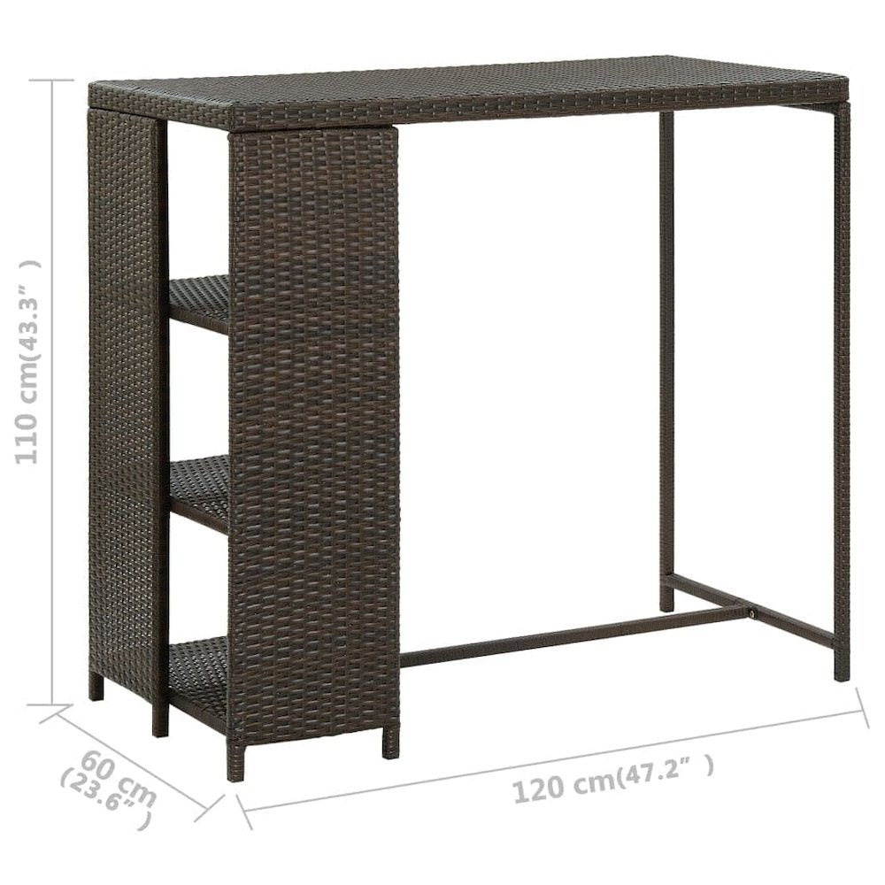 Bar Table Brown PE rattan, steel 47.2 x 23.6 x 43.3 in Bar Table