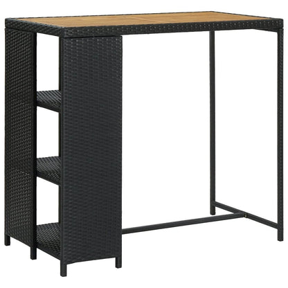 Bar Table Black PE rattan, steel, solid acacia wood Counter Height
