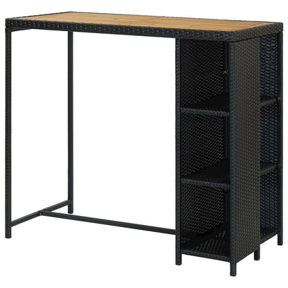 Bar Table Black PE rattan, steel, solid acacia wood Counter Height