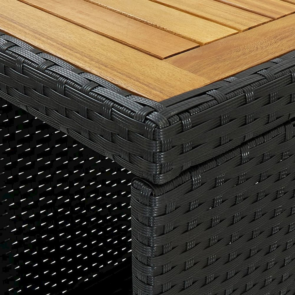 Bar Table Black PE rattan, steel, solid acacia wood Counter Height