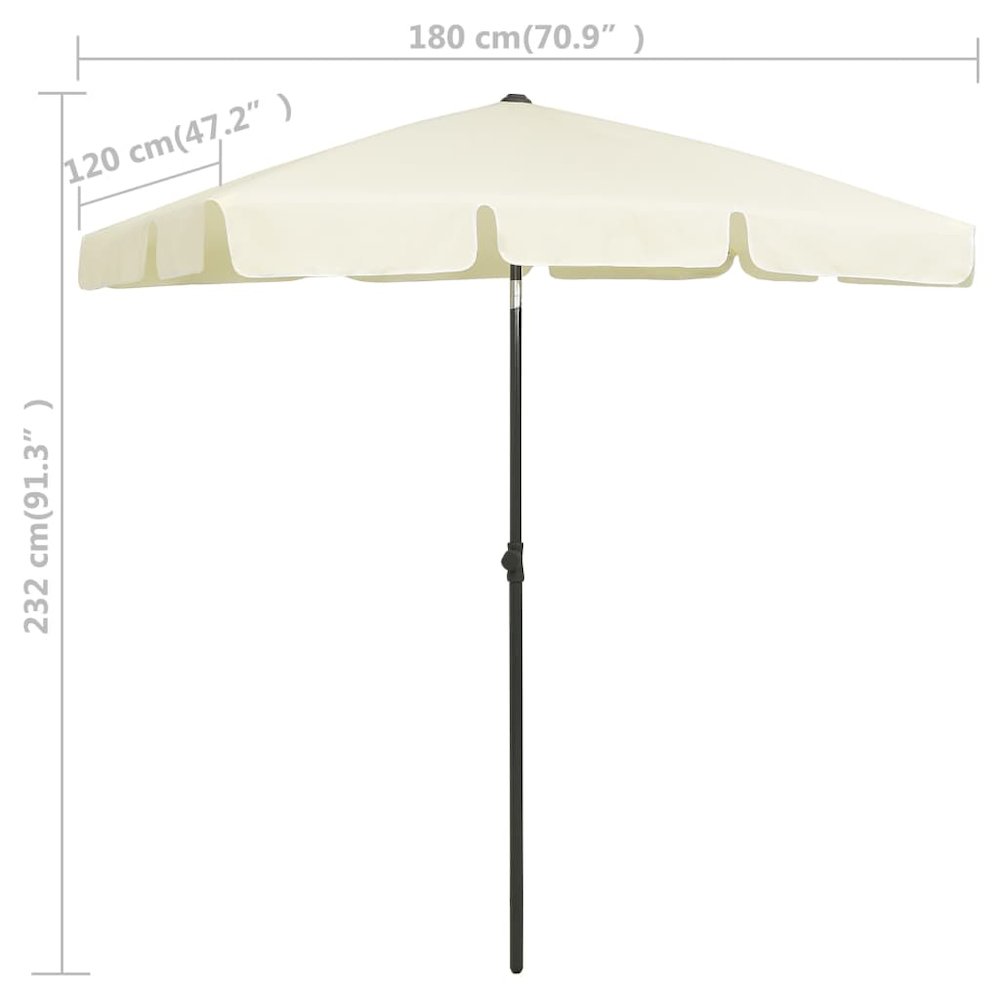 Beach Parasol Sand Yellow Polyester 70.9 x 47.2 in Tiltable