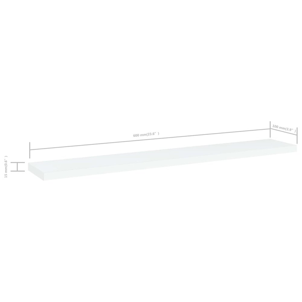 Shelf Set of 4 White Engineered wood 23.6 x 3.9 x 0.6 in Simple