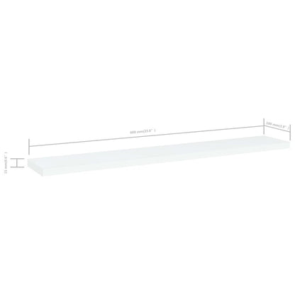 Shelf Set of 4 White Engineered wood 23.6 x 3.9 x 0.6 in Simple