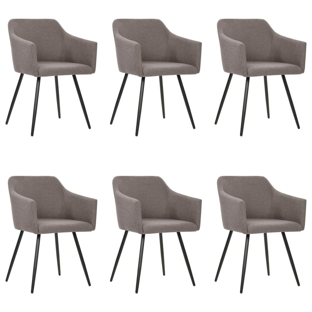 Dining Chair Set of 6 Taupe Polyester fabric, Metal Standard