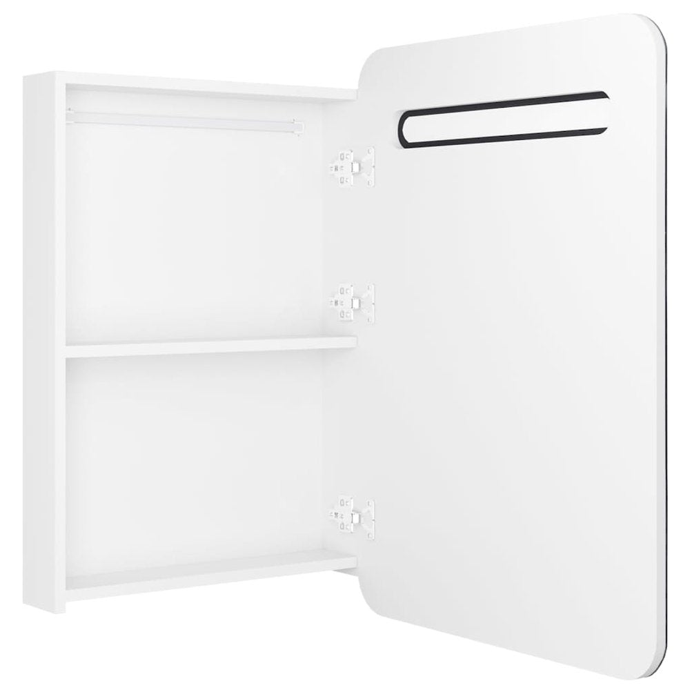 Bathroom Cabinet Shining White MDF with Melamine Finish, Glass
