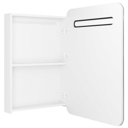 Bathroom Cabinet Shining White MDF with Melamine Finish, Glass