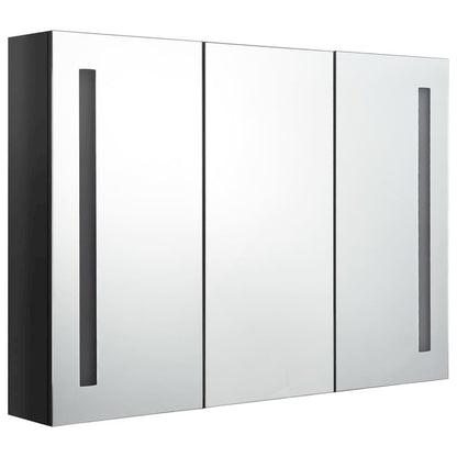 Bathroom Cabinet Shiny Black MDF Board with Melamine, Glass Mirror