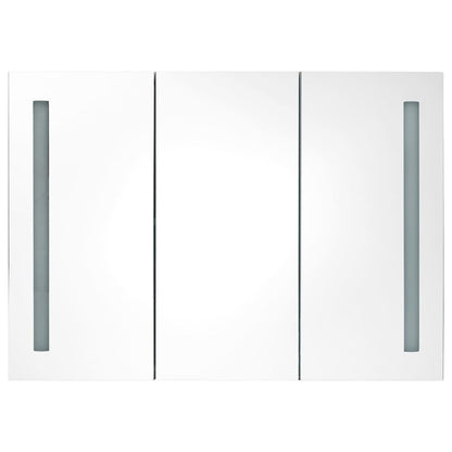 Bathroom Cabinet Shiny Black MDF Board with Melamine, Glass Mirror