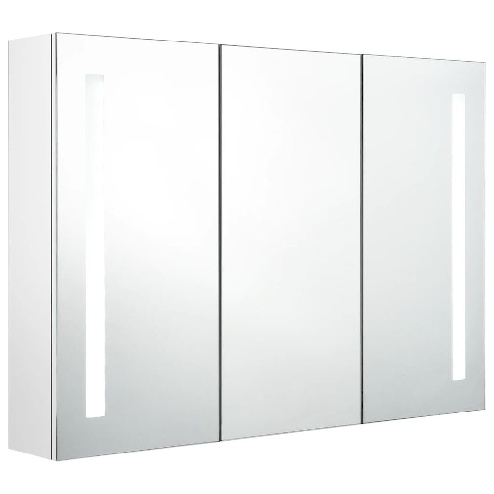 Bathroom Cabinet Shining White MDF with melamine finish, glass mirror