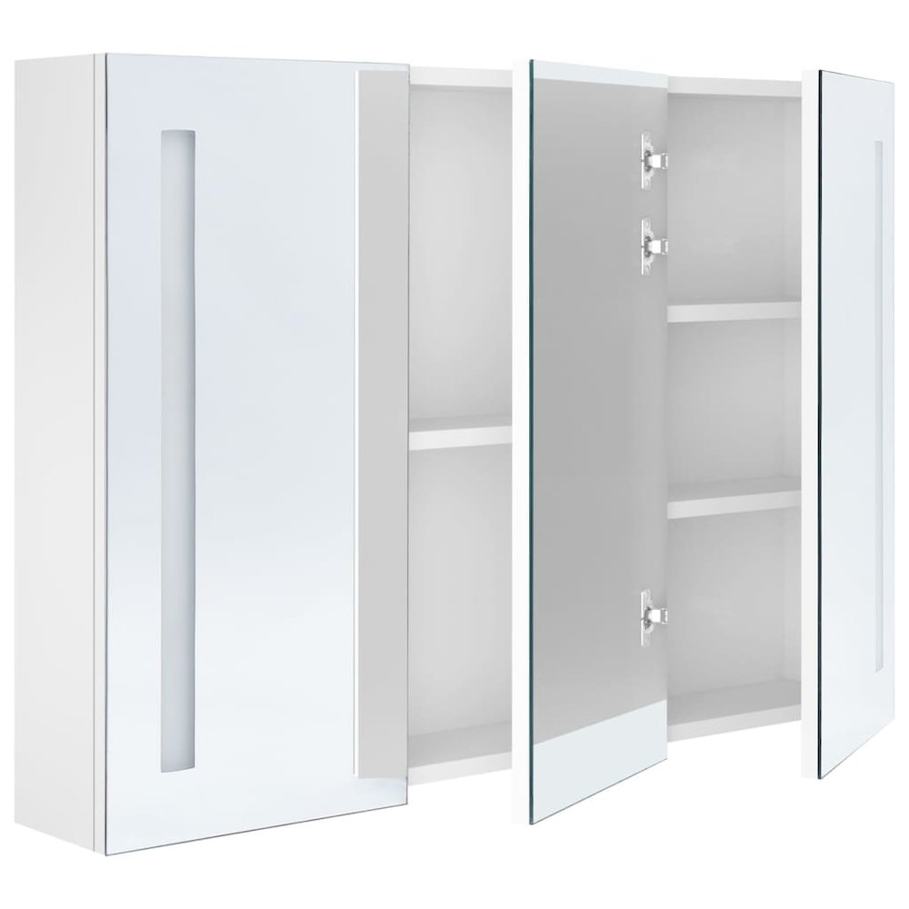 Bathroom Cabinet Shining White MDF with melamine finish, glass mirror