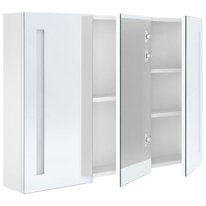 Bathroom Cabinet Shining White MDF with melamine finish, glass mirror
