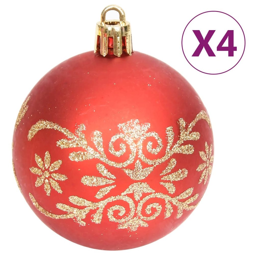 Christmas Bauble Set Gold and Red Plastic Assorted Sizes