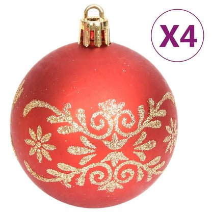 Christmas Bauble Set Gold and Red Plastic Assorted Sizes
