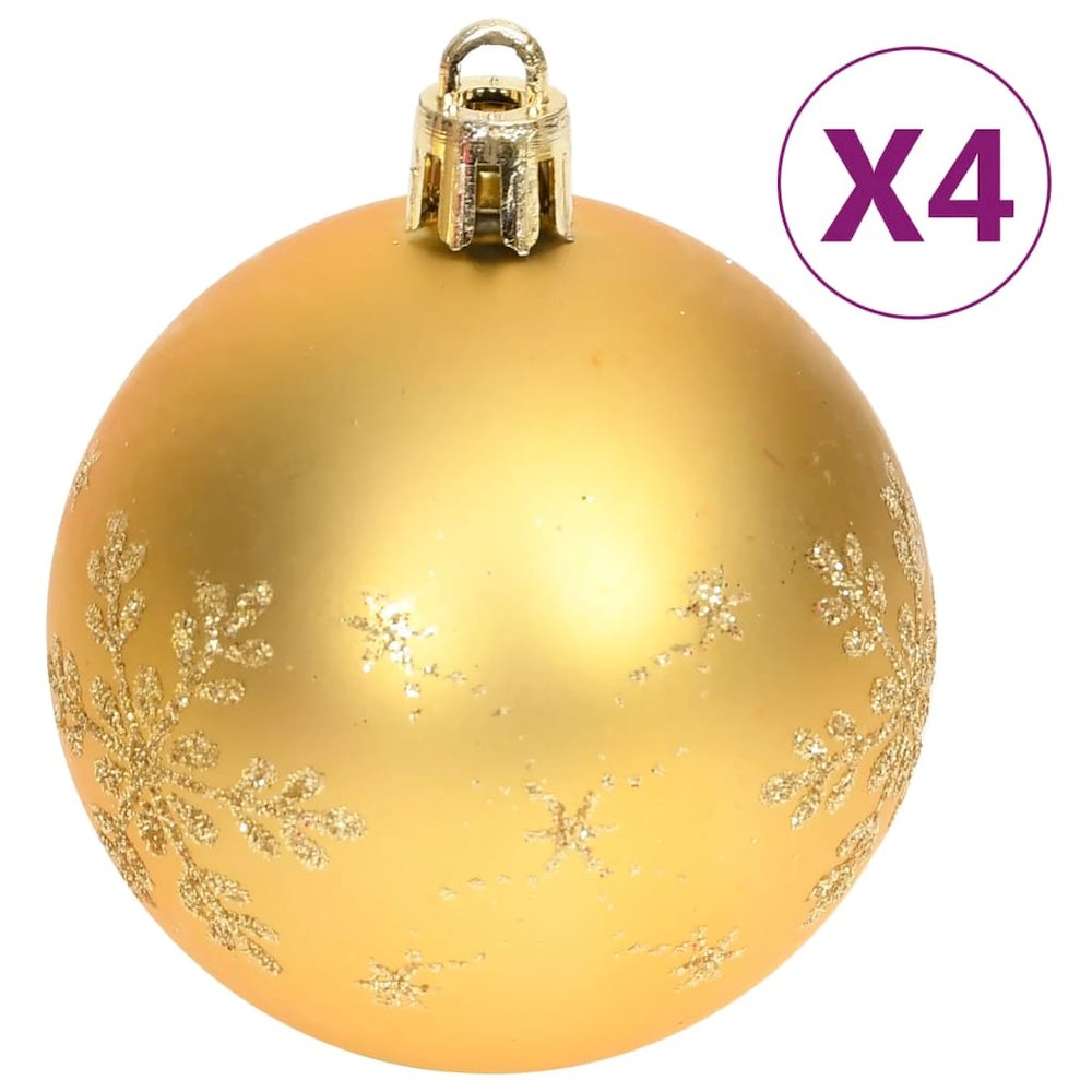 Christmas Bauble Set Gold and Red Plastic Assorted Sizes