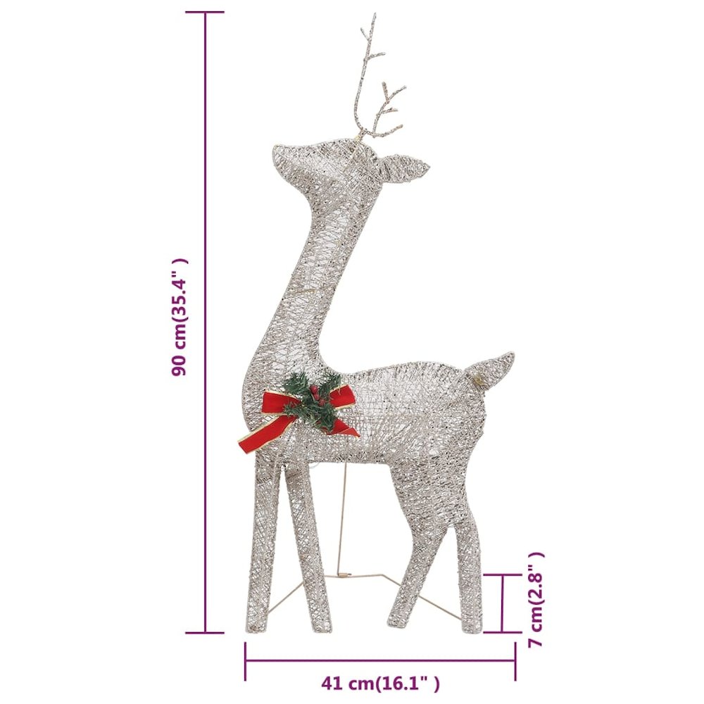 Christmas Reindeer Family Set of 3 Gold Fabric, steel Large