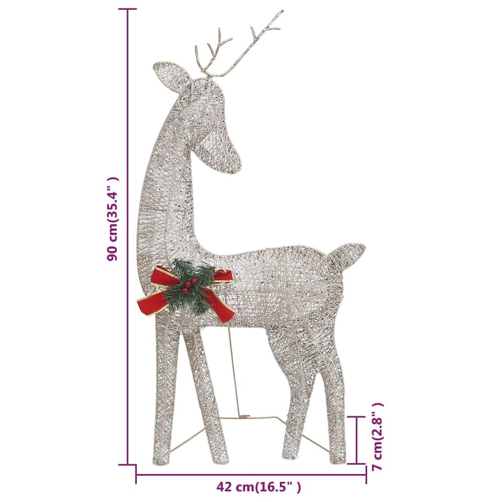 Christmas Reindeer Family Set of 3 Gold Fabric, steel Large