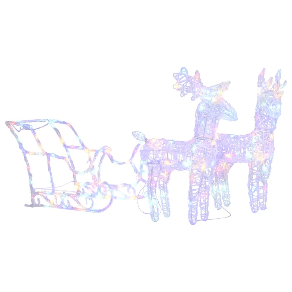 Reindeers & Sleigh Christmas Decoration 160 LEDs 51.2" Acrylic