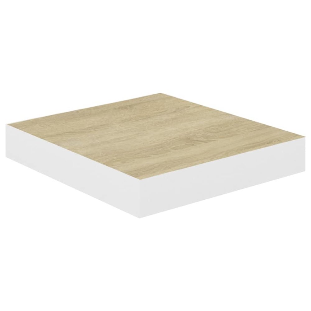 Wall Shelf Oak and White Honeycomb MDF, Metal 9.1 x 9.3 x 1.5 in