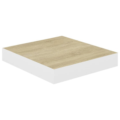 Wall Shelf Oak and White Honeycomb MDF, Metal 9.1 x 9.3 x 1.5 in